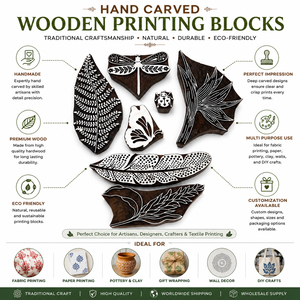 Hand Carved Wooden Printing <b>Blocks</b> Handmade Wood Stamp <b>Blocks</b> for Textile Fabric Craft Printing Wholesale Supply - Product Image 6