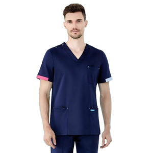 TANAZAINRA INTERNATIONAL Cotton 200G V-<b>Neck</b> Top and Drawstring Scrub Pant Scrub Set Premium Quick Drying Hospital Unisex Jersey - Product Image 3