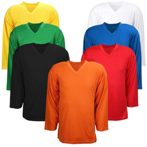 Jersey de Hockey sobre Hielo Unisex con Cuello en V y Manga Larga, 100% Poliéster, Transpirable, Corte Regular, Nombre del Equipo, Antibacteriano, para Todas las Temporadas, Deportivo - Product Image 1