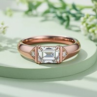 Bague de fiançailles en moissanite taille émeraude 1 carat, plaquée or 18 carats, en argent sterling 925 massif, bague de mariage de luxe certifiée avec pierre précieuse