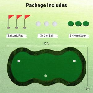 Tappetino da Golf in Nylon ad Alta Densità 10x5ft con 3 Buche a Grandezza Naturale + Bandierine, per Uso Interno/Esterno, Colore Verde - Product Image 6
