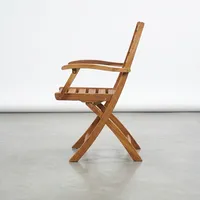 Chaise pliante Olin en teck moderne, finition couleur naturelle, mobilier d'extérieur, pieds coniques, structure en bois massif