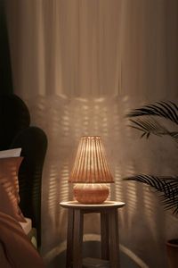 Natural Handmade Bamboo Lantern Lamp | Rustic <b>Bedside</b> Decorative Night <b>Light</b> - Product Image 3