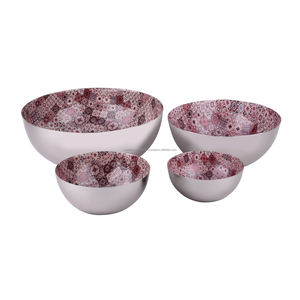 Juego de 3 cuencos redondos de aluminio texturizados y Meena Art Work Fruits Basket, vajilla de Metal multiusos para almacenamiento de cocina - Product Image 3