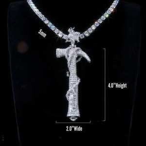 Colgante de Cruz Hiphop de Plata 925 con Moissanita, 4.0 pulgadas de altura, 2.0 pulgadas de ancho, Joyería Religiosa Hindú Unisex - Product Image 1