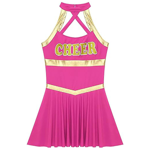 Ensemble d'uniformes de cheerleading vert et blanc avec pompons pour adultes, style jupe, design bicolore, 100 % polyester, imprimé par transfert thermique - Product Image 5