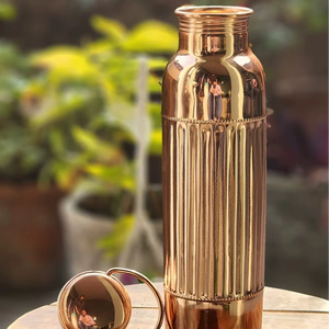<b>Copper</b> <b>Drinking</b> <b>Bottle</b> Flask-Eco-Friendly Classic Design for Yoga Gym & Fitness Water Use - Product Image 1