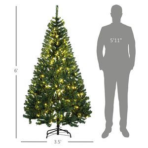 6 Ft Voorverlichte Kunstkerstboom Met 250 Warmwitte Ledverlichting 1000 Groene Realistische Takken Omgeeft - Product Image 3