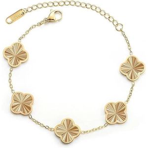 Bracciale Placcato Oro 18K con Quadrifoglio per Donne, Elegante Gioiello Portafortuna a Forma di Fiore, Regalo alla Moda per Mamma o Moglie - Product Image 1