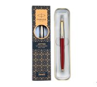 Bolígrafo Parker Jotter P32 Estándar con Detalles en Oro, Tinta Azul, Juego de 3 Piezas, Hecho en India, para Uso Corporativo, Bolígrafo de Alta Gama