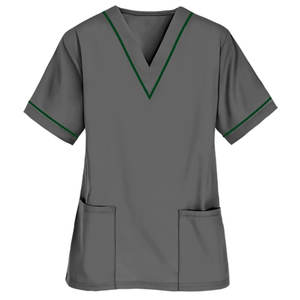 <b>Doctors</b> Unisex V-Neck Cotton Polyester Canvas Woven Scrub Uniform <b>Set</b> with Needle Detection Hospital Shirt Combo - Product Image 5