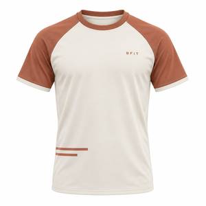 Premium <b>Men</b>’s Ivory Cinnamon <b>Raglan</b> <b>T</b> <b>Shirt</b> Short Sleeve Crew Neck Custom Sportswear Gym Top - Product Image 1
