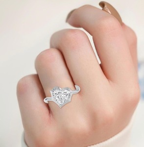 Bague de fiançailles en diamant de laboratoire en forme de cœur 2,50 CTW, or rose massif 14 carats, monture solitaire en forme de cœur, SJR61436HT-2.50CT - Product Image 3