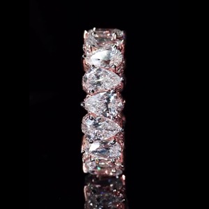 Luxury VVS Moissanite Rose Gold Plated Hiphop Customizable Pear Shape Wedding Engagement Party Bezel Setting <b>Fine</b> <b>Rings</b> - Product Image 6
