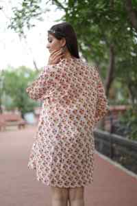 Vestido corto indio hecho a mano de algodón con estampado floral para mujer, vestido de fiesta elegante, regalo de novia personalizado para ella en venta - Product Image 2