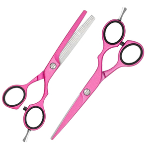 Ciseaux professionnels rose pour la coupe des cheveux, lame en acier inoxydable de 6 pouces, manche moyen, pour droitiers, ciseaux de barbier et de salon - Product Image 1