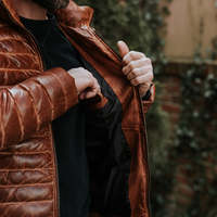 Veste matelassée unisexe imperméable de haute qualité à séchage rapide, style décontracté ajusté, col montant, en polyester/nylon, fermeture éclair fine