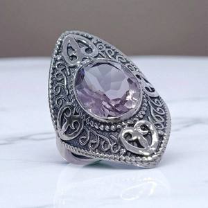 Bague bohème classique en topaze bleue faite à la main, argent sterling 925, grande taille, forme poire, prix de gros, bijoux - Product Image 2