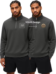 Customizable Men's Long-sleeved Winter Sports Sweatshirt Turn-down Collar 1/4 Zipper Design 100% Cotton Fleece Windproof - Product Image 5