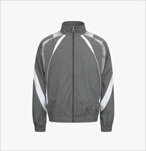Chándal Deportivo Gris para Hombre, Manga Larga, Cierre de Cremallera, Cuello Alto, Transpirable, Poliéster, Corte Regular, Color Sólido, Ropa de Primavera - Product Image 6