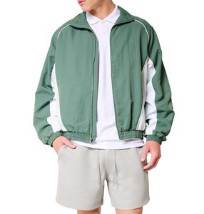 Chaqueta cortavientos ligera Vintage de alta calidad hecha a medida para hombre con cuello levantado cierre de cremallera otoño ColorBlock a prueba de viento - Product Image 2