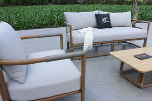 Ensemble de canapés d'extérieur contemporains en aluminium avec coussins confortables, résistants aux intempéries, pour terrasse, patio, cour. - Product Image 5