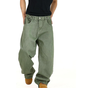 Jean ample et large pour homme, style vintage noir, pantalon en denim décontracté, mode streetwear urbaine - Product Image 1