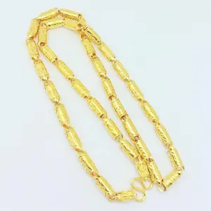Fashion Design 24K Real Gold Filled Daily Wear Dragon Tubes Necklace 6mm 24k Gold Jewelry For Men Long Chain
