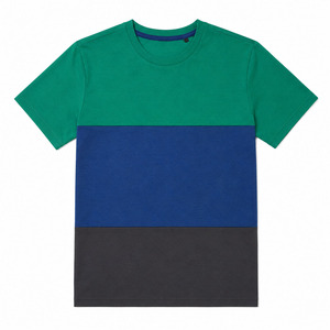 Camisetas de verano personalizadas OEM para hombre, estilo casual, con paneles tricolor, estilo urbano, con bloques de color liso. - Product Image 2
