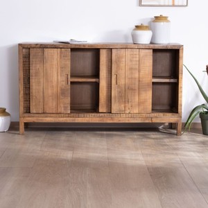 Vandana Amber Order 4-door sliding <b>sideboard</b> in solid mango wood, ethnic chic style - Product Image 2