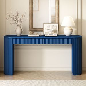U_STYLE Sophisticated <b>Pine</b> Veneer Console <b>Table</b> with Vertical Stripes for Entryway Hallway Living Room or Bedroom - Product Image 1