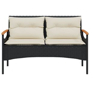 Panca da giardino in Poly Rattan nero con cuscini 45.7 \ "x24.6 \" x29.1 \ "eleganti mobili da esterno - Product Image 4