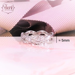 [Sheri Jewels] Anillo de Oro Blanco Sólido de 18K con Diamante Natural Estilo Lazo 888, Color F-G, Claridad SI1-2, Corte Brillante, 0.26ct, para Mujer - Product Image 2