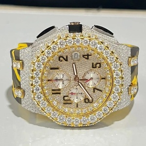 Hip Hop Sang Trọng Tùy Chỉnh Người Đàn Ông Của & Phụ Nữ Của Cơ Khí Analog Đồng Hồ Đeo Tay Iced Titan Ban Nhạc Silicone Glass Quay Gra Chứng Nhận - Product Image 1