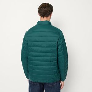 Veste matelassée pour homme, vert foncé, col montant, fermeture éclair, coupe-vent, hiver, décontractée, rembourrage en polyester, coupe régulière - Product Image 2