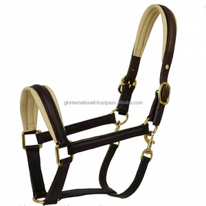 Vente chaude cheval équestre entièrement réglable en cuir Original cheval licou avec rembourrage coloré cousu et matériel en laiton - Product Image 6