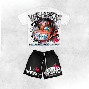 Ensemble deux pièces unisexe blanc 2026 |   T-shirt et short imprimés à l'écran |   Tenue d'été décontractée unie OEM - Product Image 3