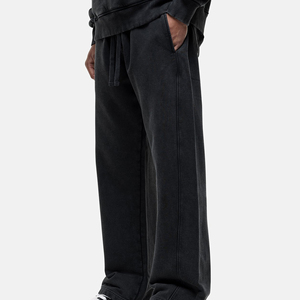Pantalones Deportivos Anchos Negros para Hombre, Cintura Elástica, Estilo Casual, con Bolsillos Laterales, Tejido de Peso Medio, Estilo Otoñal - Product Image 3