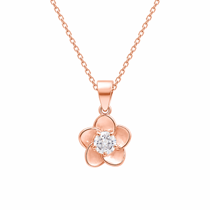Classic Flower Cubic Zirconia Necklace <b>Set</b> 925 Sterling <b>Silver</b> Floral Pendant & Matching <b>Stud</b> <b>Earrings</b> Jewelry <b>Set</b> for Women - Product Image 2