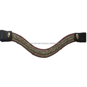 สายคาดคิ้วหนังม้าทำจากคริสตัลสีแดงและใส5แถวอุปกรณ์ม้าทำด้วยมือ - Product Image 1