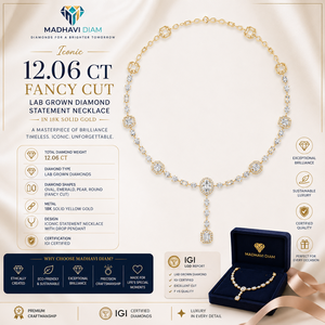 Iconic 12.06 CT Fancy Cut Lab Grown Diamond <b>Statement</b> <b>Necklace</b> in 18K Gold - Product Image 1