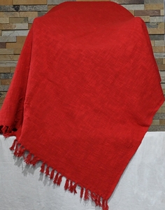 Manta de Lana Acrílica Tejida Roja Sólida con Flecos para Uso en el Hogar en Invierno, para Mayores de 18 Años - Product Image 3