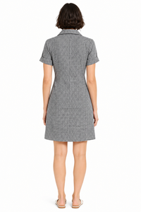 Vestido de Verano Corto Informal para Mujer, con Botones al Frente, Tejido Natural, Manga Corta, Cuello Mini, Estampado - Product Image 3