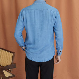 Mens Casual Denim Work Shirt Relaxed Fit Button Front Long Sleeve Lightweight Comfortable Fashion Streetwear Daily Wear - Product Image 4