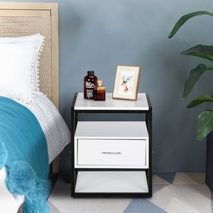 Comodino Smart in Stile Moderno e Semplice Mid-Century, Modello One Smoke (Middle), per Uso in Camera da Letto - Product Image 1