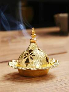 เตาเผากำยานเหล็กสีทองสไตล์อาหรับสมัยใหม่ขนาดเล็กสำหรับใช้ในบ้าน พร้อมกลิ่นอำพันและลาเวนเดอร์ - Product Image 6