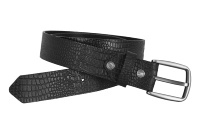 Ceinture en cuir véritable gaufré croco personnalisée, motif croco noir, boucle sur mesure, marque privée, fabricant OEM, vente en gros, luxe