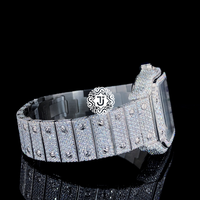 Montre-bracelet Iced Out Diamond de qualité supérieure, mécanique ETA, en acier inoxydable argenté, chronographe unisexe, ronde, analogique, 21 mm