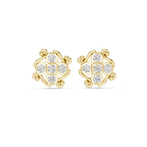 Pendientes de Oro Amarillo de 14K con Diamantes Cultivados en Laboratorio, Redondos, para Uso Diario, para Mujer |   Diamante Cultivado Nuevo - Product Image 1