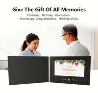 Carte-cadeau numérique noire avec écran LCD de 7 pouces, livre vidéo pop-up promotionnel pour le marketing, la publicité, les affaires et les mariages